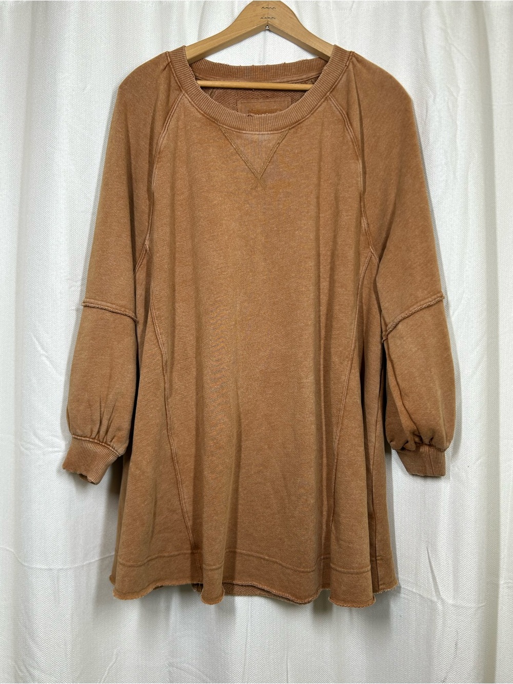 American Eagle Oversized Crewneck Brown Sweatshirt Size Small New Distressed